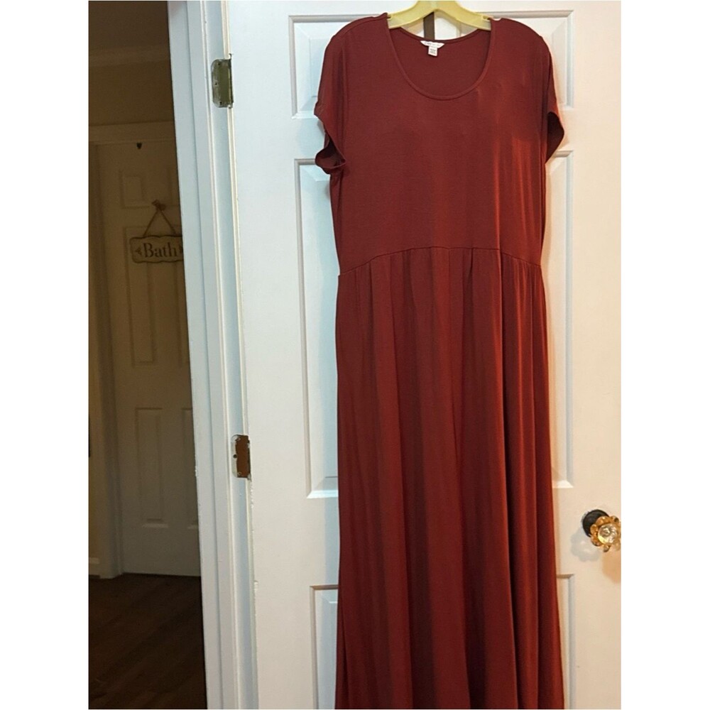 Cato pumpkin color Short-Sleeve Maxi Dress